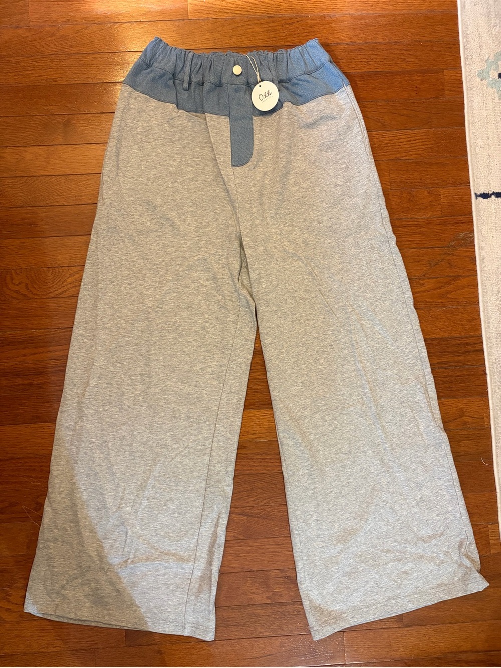 🚨Oddi NWT Mixed Media Denim👖Cotton Wide Leg Lounge Pants size Medium